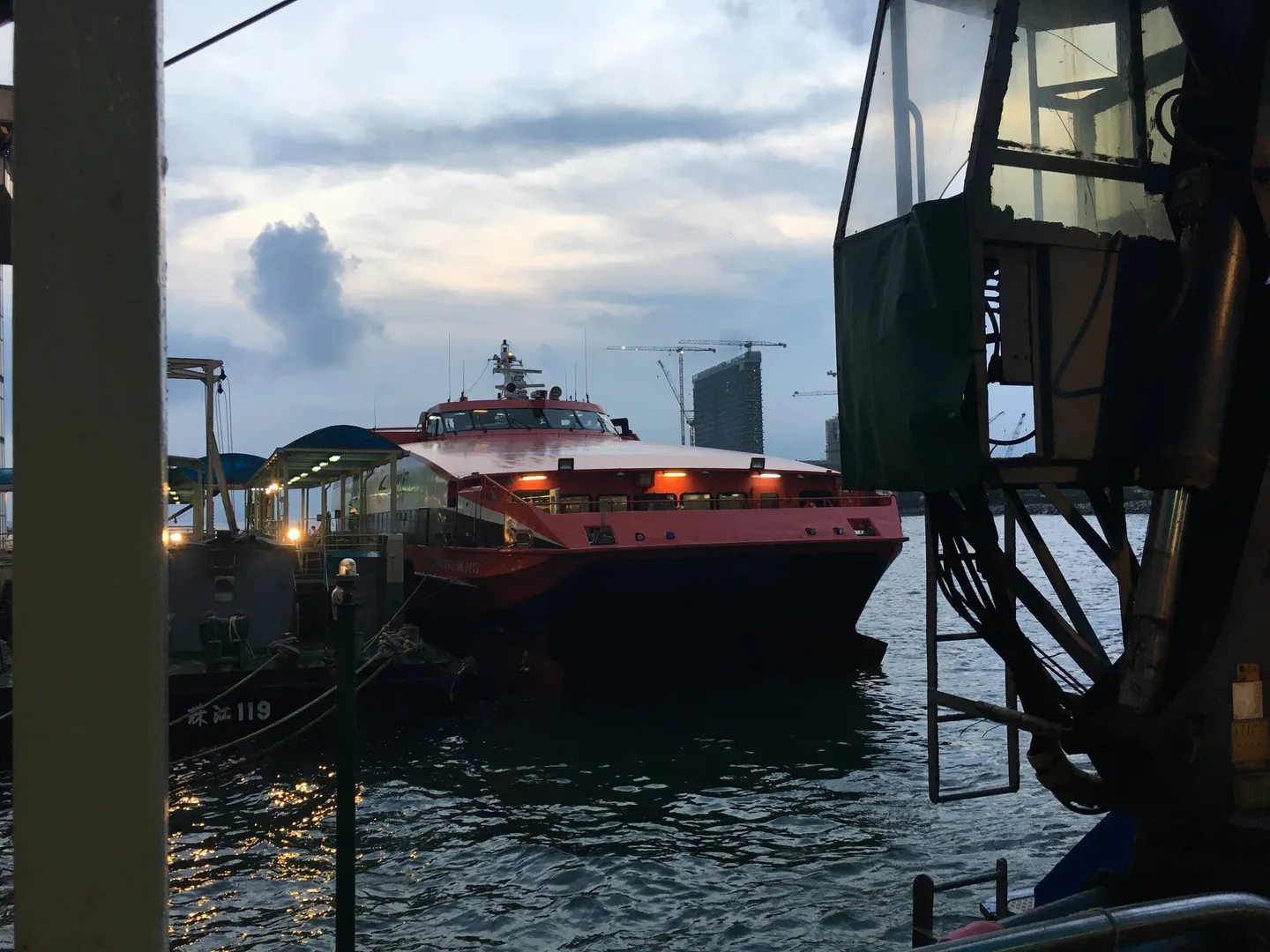 TurboJET ferry berthed at the Macau Outer Harbour Ferry Terminal