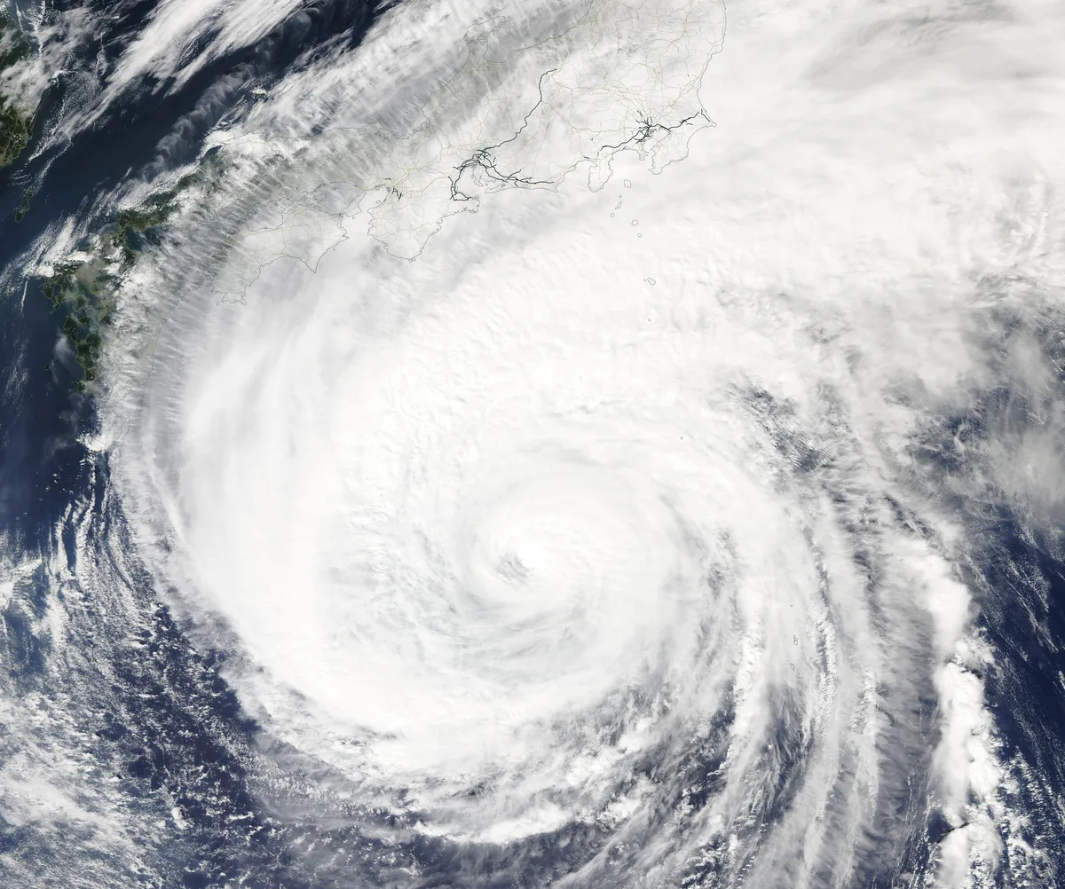 Typhoon Hagibis off the coast of Japan, satellite image